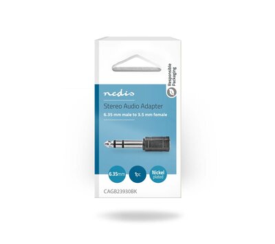 Nedis verloop 6,35mm jack > 3,5mm jack stereo CAGB23930BK
