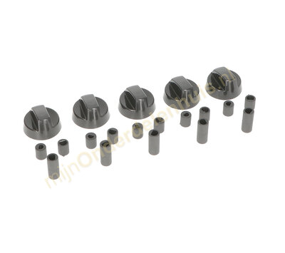 Universele knop voor fornuis zwart set à 5 stuks