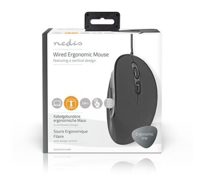 Nedis ergonomische muis ERGOMSWD100BK