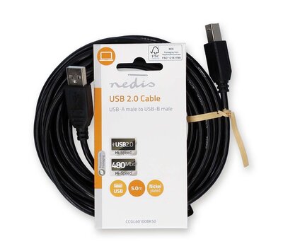 USB-A naar USB-B kabel 5m CCGL60100BK20