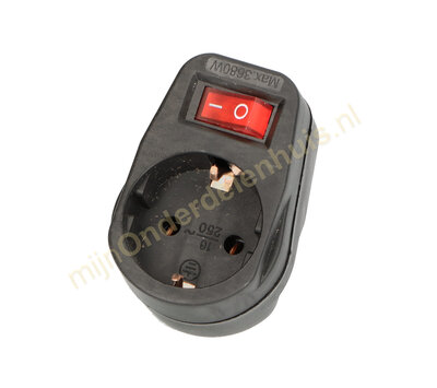 Benson doorvoerstopcontact met schakelaar zwart