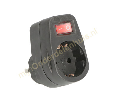 Benson doorvoerstopcontact met schakelaar zwart