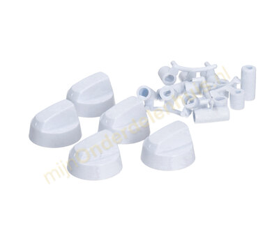 Universele knop voor fornuis wit set à 5 stuks