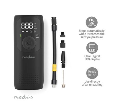 Nedis oplaadbare luchtcompressor PAAC10BK