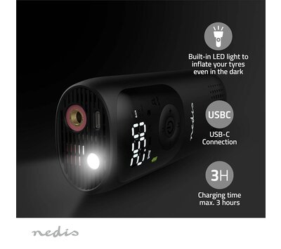 Nedis oplaadbare luchtcompressor PAAC10BK