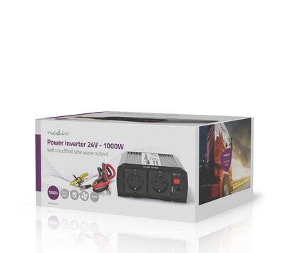 Nedis universele omvormer 24V > 230V 1000W PIM100024FGY