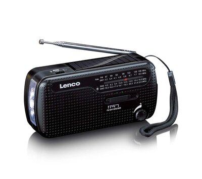 Lenco opwindbare noodradio/ zaklamp en powerbank in één MCR-113BK