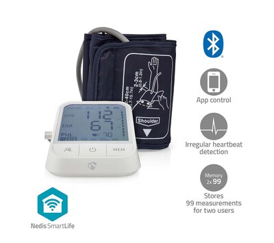 Nedis SmartLife bloeddrukmeter BTHBP10WT