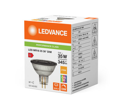 Ledvance LED reflectorlamp 36º MR16 dim 5/35W/2700k GU5.3