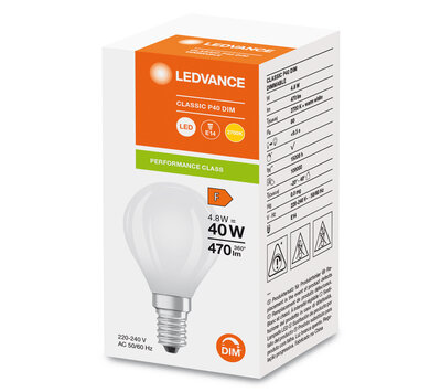Ledvance LED kogellamp Classic dim 4.8/40W/2700k E14 mat