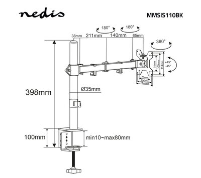 Nedis monitorsteun MMSIS110BK