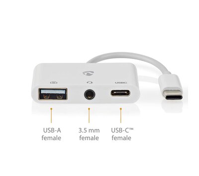 Nedis USB-C audio adapter met voedingsingang CCGB64790WT01