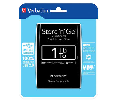 Verbatim portable hard drive Store 'n' Go USB 3.0 1TB 53023