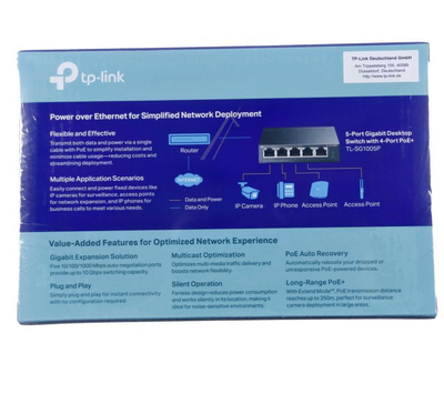 TP-Link 5 poort switch 1000Mbps met POE TL-SG1005P