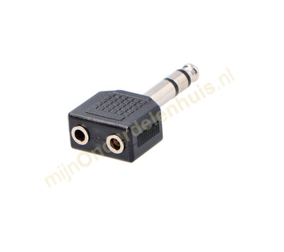 Verloop  6,35 mm jack > 2x 3,5 mm jack stereo