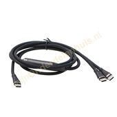 COM USB-C naar 2x USB-C verloop kabel 100W 1m 559131
