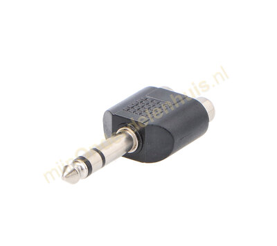 Verloop 6,35mm jack > 2x tulp