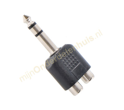 Verloop 6,35mm jack > 2x tulp