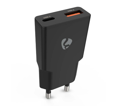 Nedis USB lader met 1 USB-C/ USB-A uitgang 30W GaN WCHA30BK