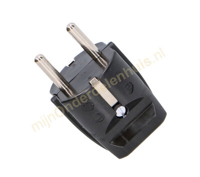 Stekker met randaarde hard PVC zwart