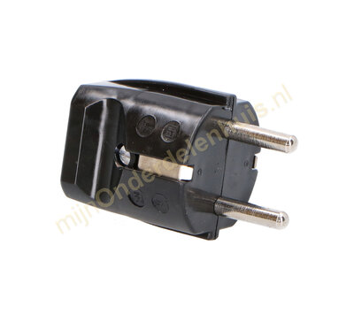 Stekker met randaarde hard PVC zwart