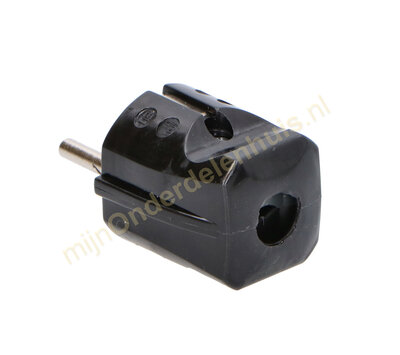 Stekker met randaarde hard PVC zwart