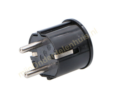 EGB stekker met randaarde hard PVC haaks zwart