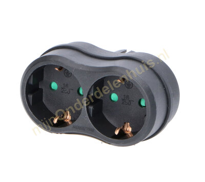 VB verdeelstekker 2x RA horizontaal zwart 41263