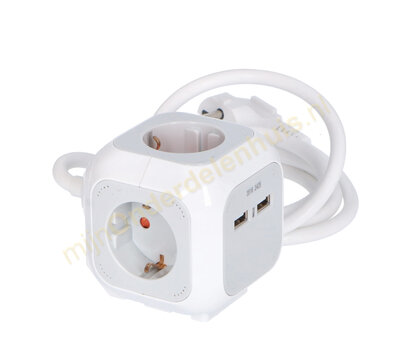 Brennenstuhl stekkerdoos kubus 3 voudig  - USB oplader 1150100