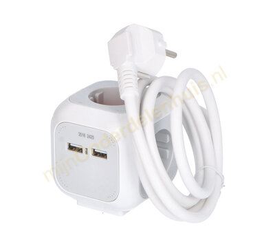 Brennenstuhl stekkerdoos kubus 3 voudig  - USB oplader 1150100