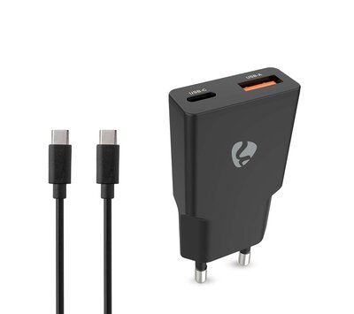 Nedis USB C/ USB A oplader WCHA20BKUC