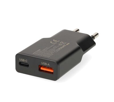 Nedis USB C/ USB A oplader WCHA20BKUC