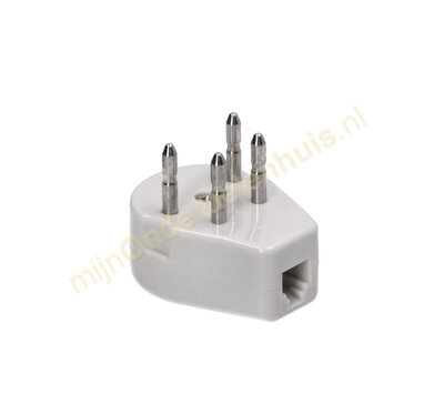 Universele telefoon stekker RJ11 (4/6) wit