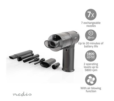 Nedis draadloze stofzuiger en luchtblazer VCHHR100BK