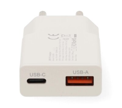 Nedis USB lader met 1 USB-C/ USB-A uitgang 30W GaN WCHA30WT
