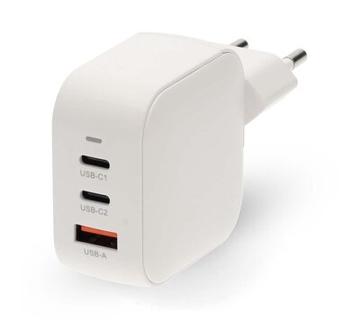 Nedis USB lader met 2 USB-C/ USB-A uitgang 70W GaN PD3.0 WGCHA70WWT