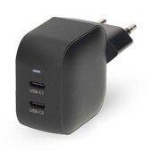 Nedis Nedis USB lader met 2 USB-C uitgang 45W GaN PD3.0 WGCHA45WBK