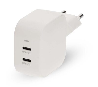 Nedis USB lader met 2 USB-C uitgang 45W GaN PD3.0 WGCHA45WWT