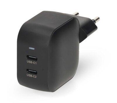 Nedis USB lader met 2 USB-C uitgang 35W GaN PD3.0 WGCHA35WBK