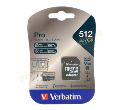Verbatim Micro SD kaart 512GB SDXC 47046