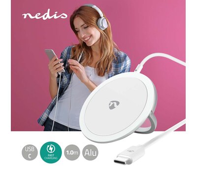 Nedis draadloze lader met standaard USB-C WCHAQM250SI
