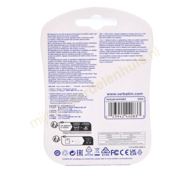 Verbatim Micro SD kaart 32GB SDHC 44083