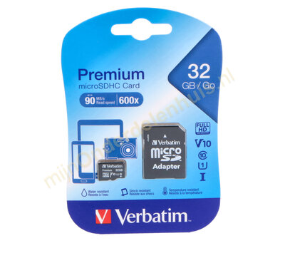 Verbatim Micro SD kaart 32GB SDHC 44083