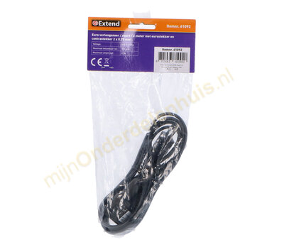 VB Euro verlengsnoer plat 2m zwart 61092