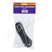 VB VB Euro verlengsnoer plat 2M zwart 61092