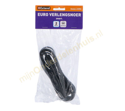 VB Euro verlengsnoer plat 2m zwart 61092