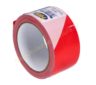 HPX afzetlint wit / rood gestreept 50mm x 100m