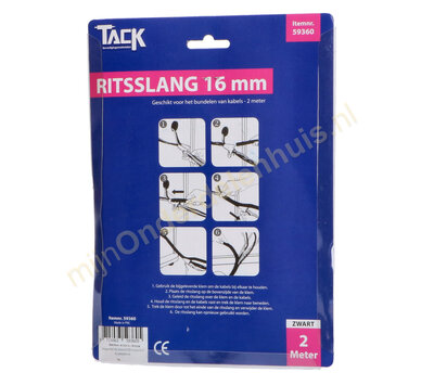 Tack universele ritsslang voor kabels 16mm 2m zwart