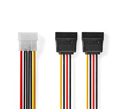 Nedis interne voedingskabel Molex - 2x SATA 0.15m CCGB73520VA015