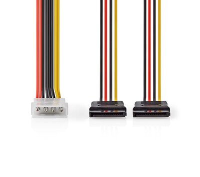 Nedis interne voedingskabel Molex - 2x SATA 0.15m CCGB73520VA015